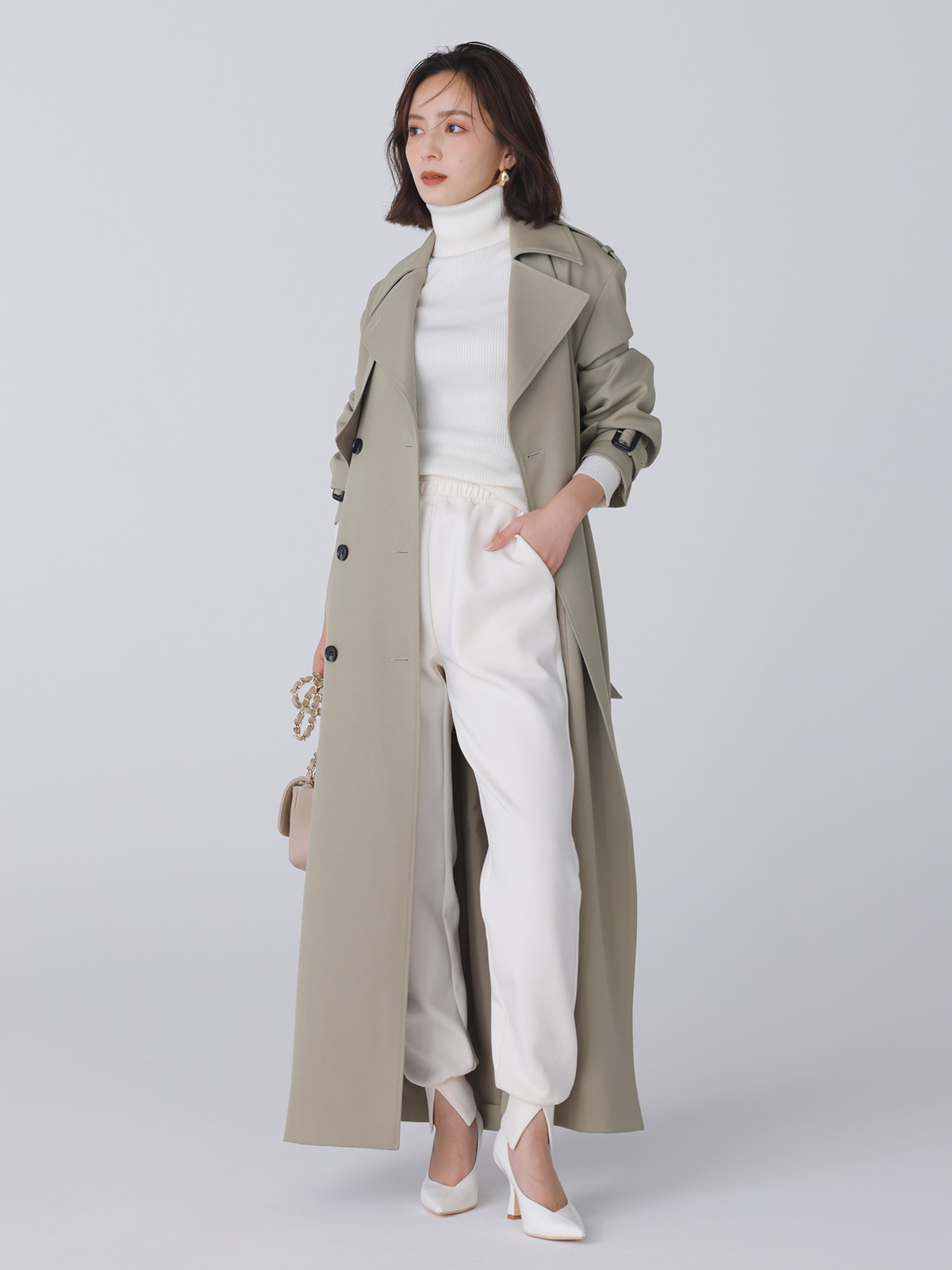 カシミヤブレンドフィットリブニットプルオーバー(F IVORY