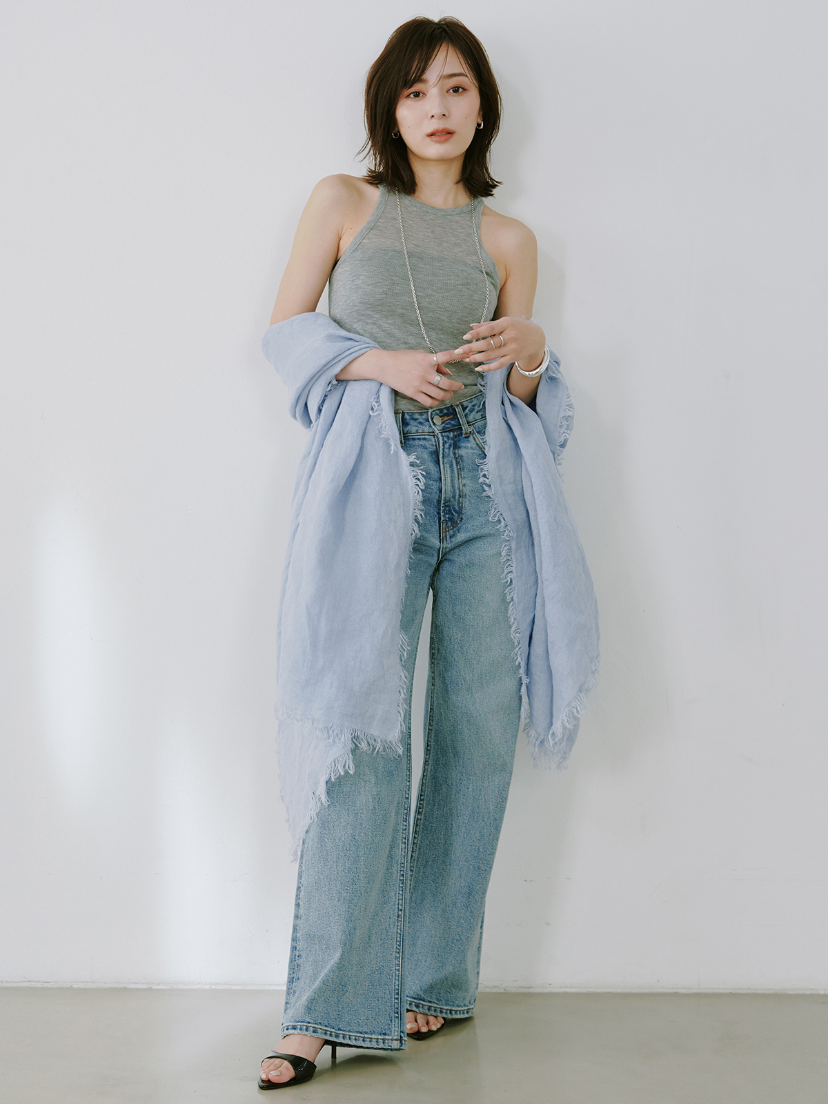 シアーテレコレイヤーカットトップス(F GREY): トップスanuans
