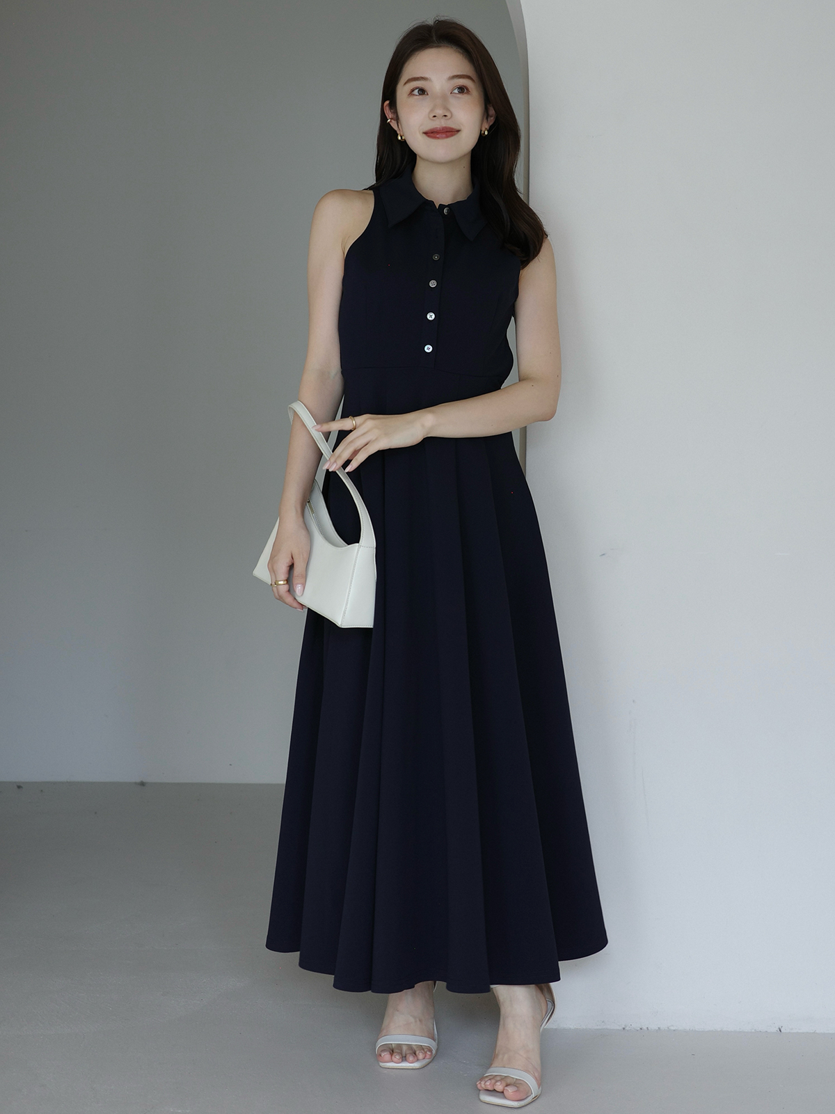 アメスリカットロングワンピース(S NAVY): ワンピースanuans