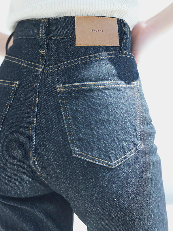 Slim straight denim(0 GREY): パンツanuans