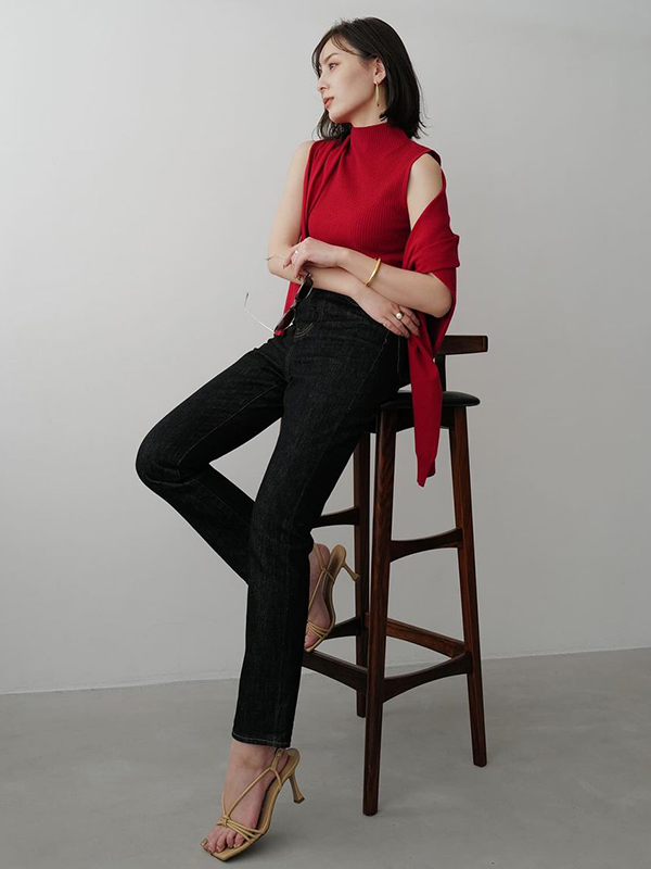 Slim straight denim(2 GREY): パンツanuans