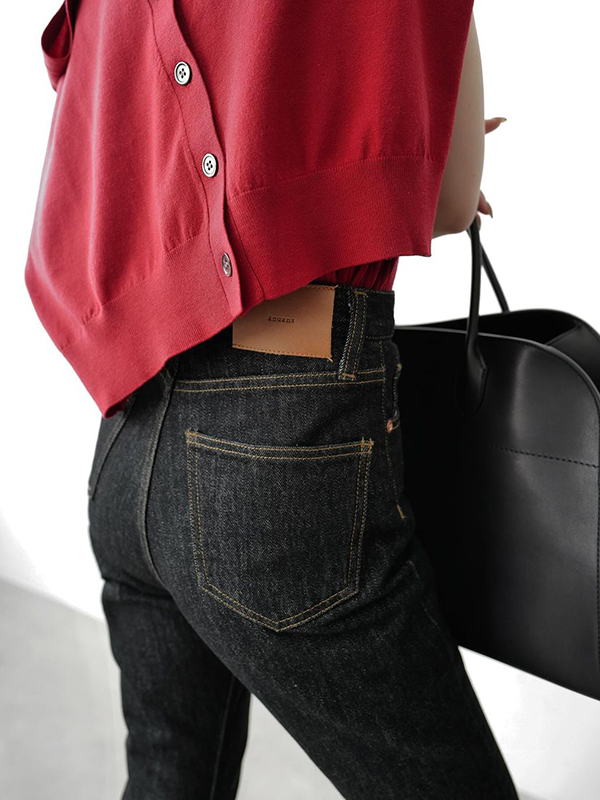 Slim straight denim(2 GREY): パンツanuans