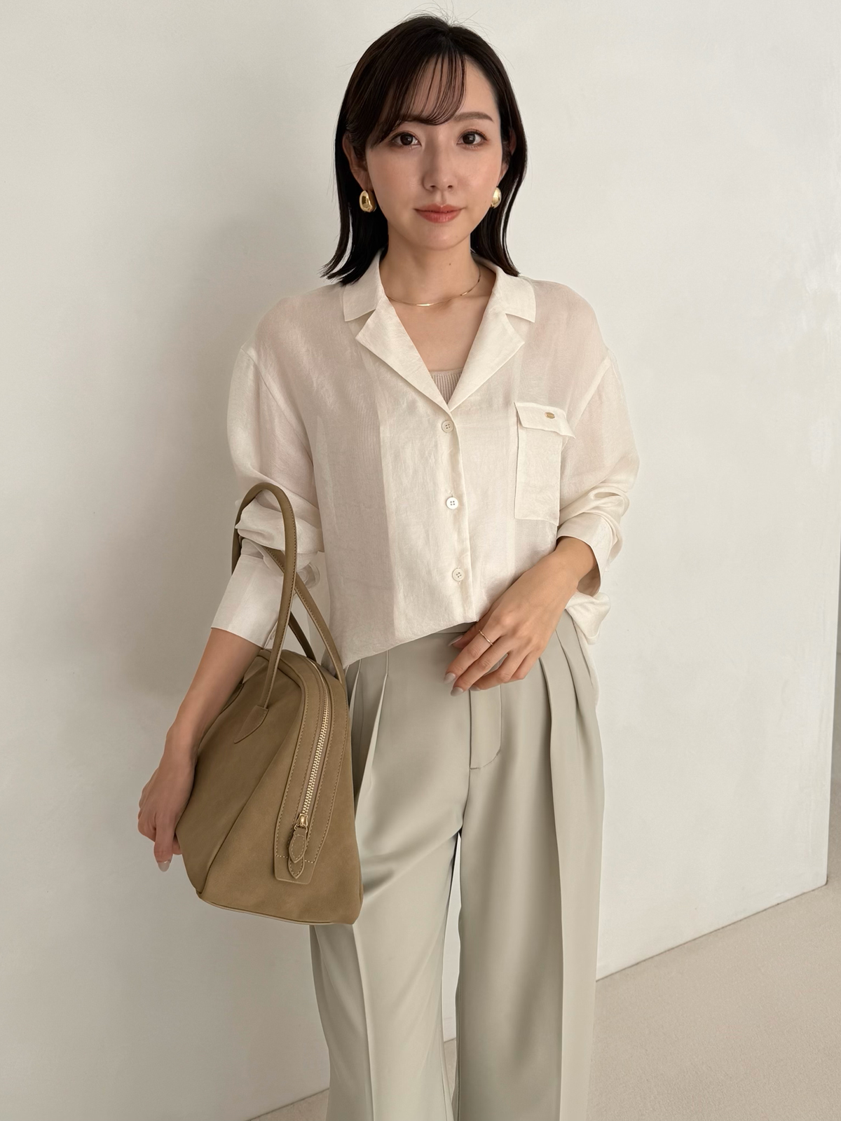 シアーテーラードシャツ(S WHITE): トップスanuans