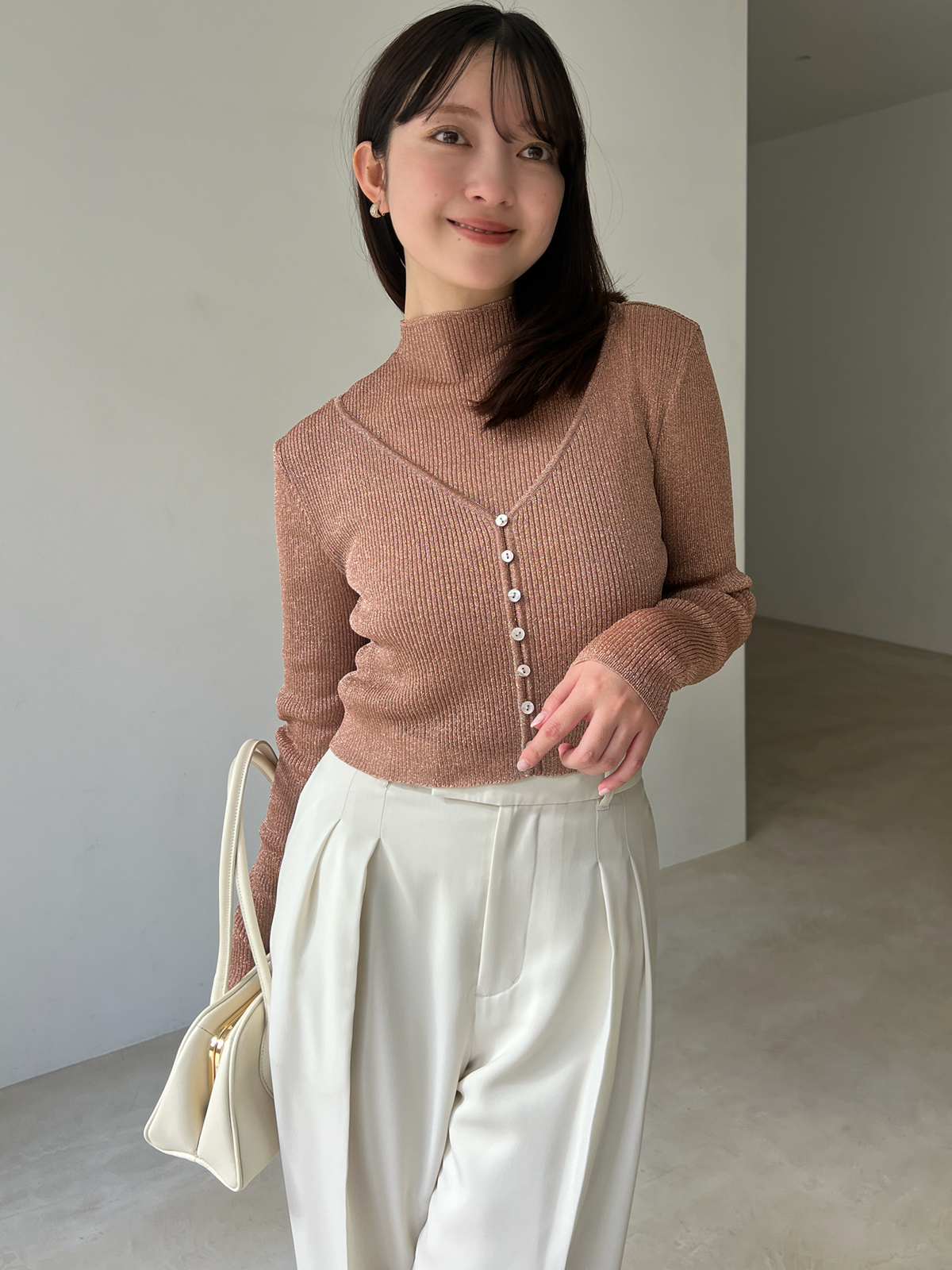 シアーラメリブニットトップス(F CHARCOAL): トップスanuans