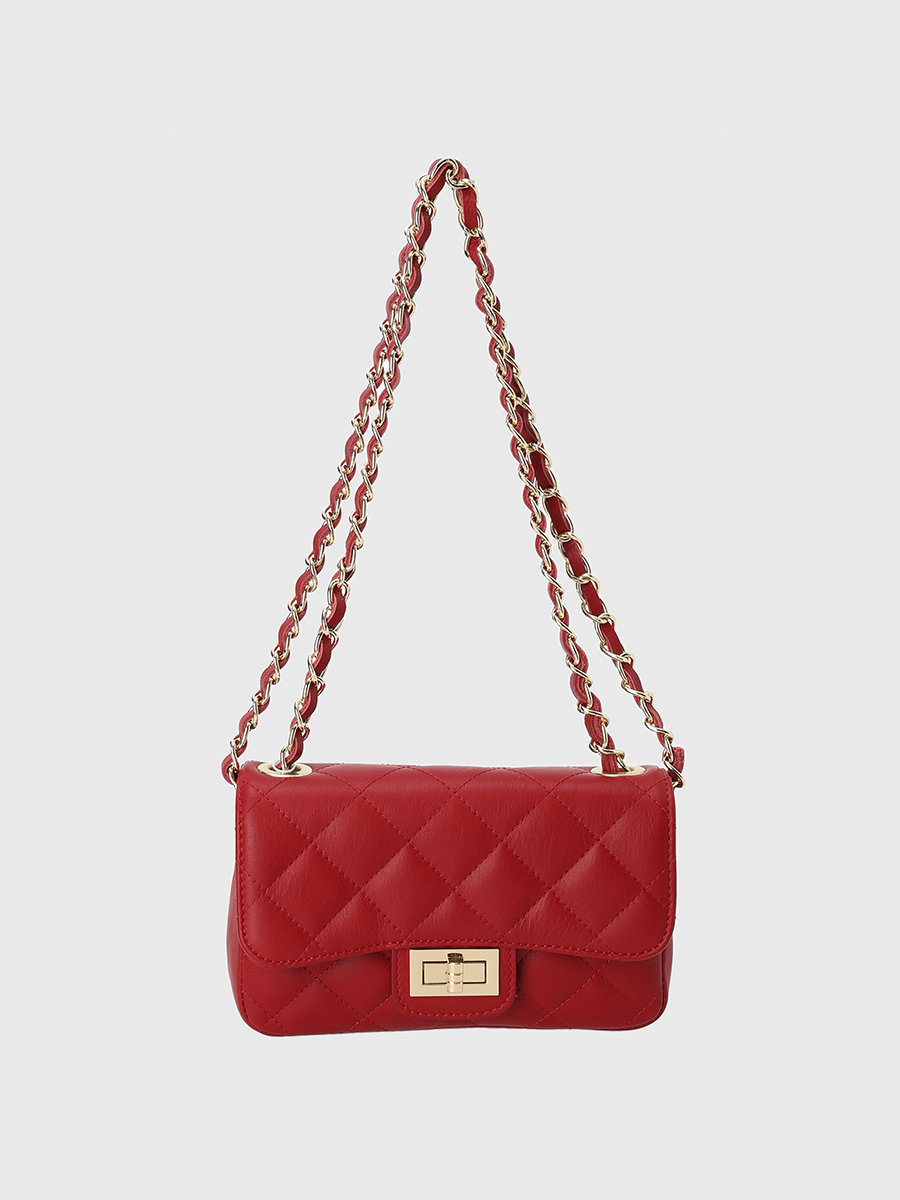 AULENTTI】レザーキルティングチェーンバッグ(F BLACK): ファッション 