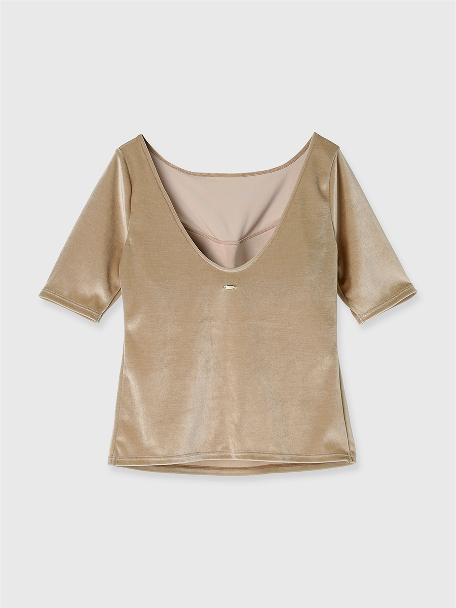 20-60代 人気ファッションブランド OUR WACOAL×anuans】カップインベロアトップス(M BEIGE トップス