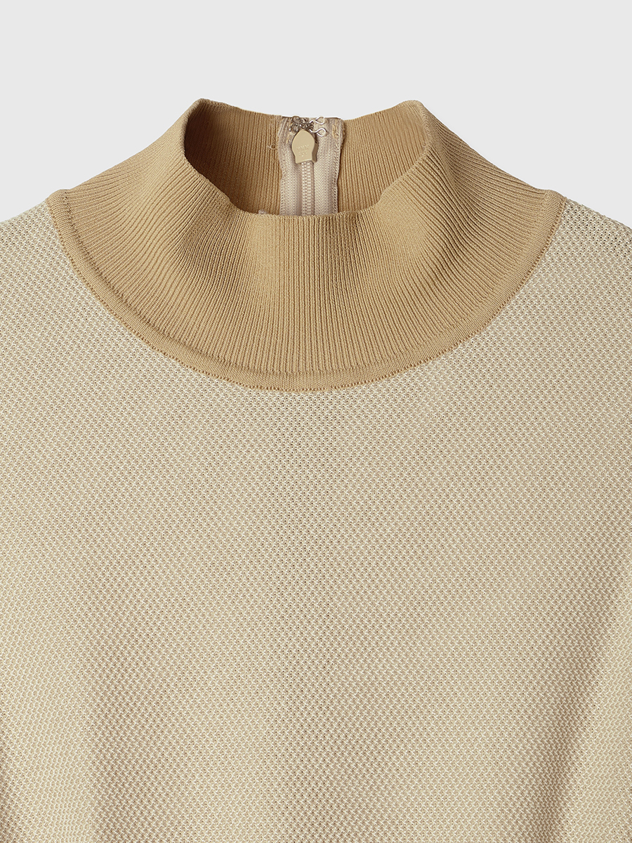 カスケードニットドッキングワンピース(S GREY BEIGE