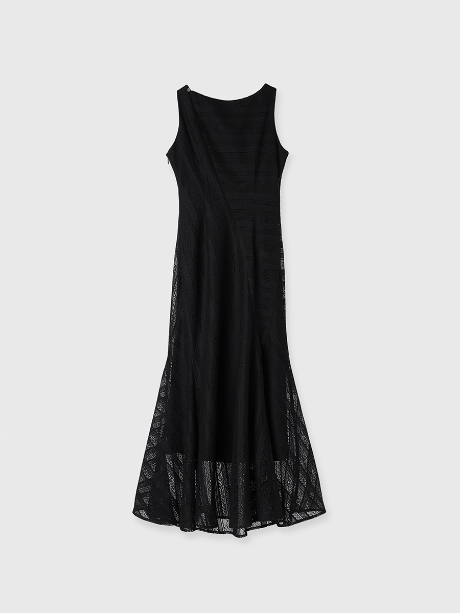 ジオメトリックレースパネルワンピース(S WHITE): ワンピースanuans