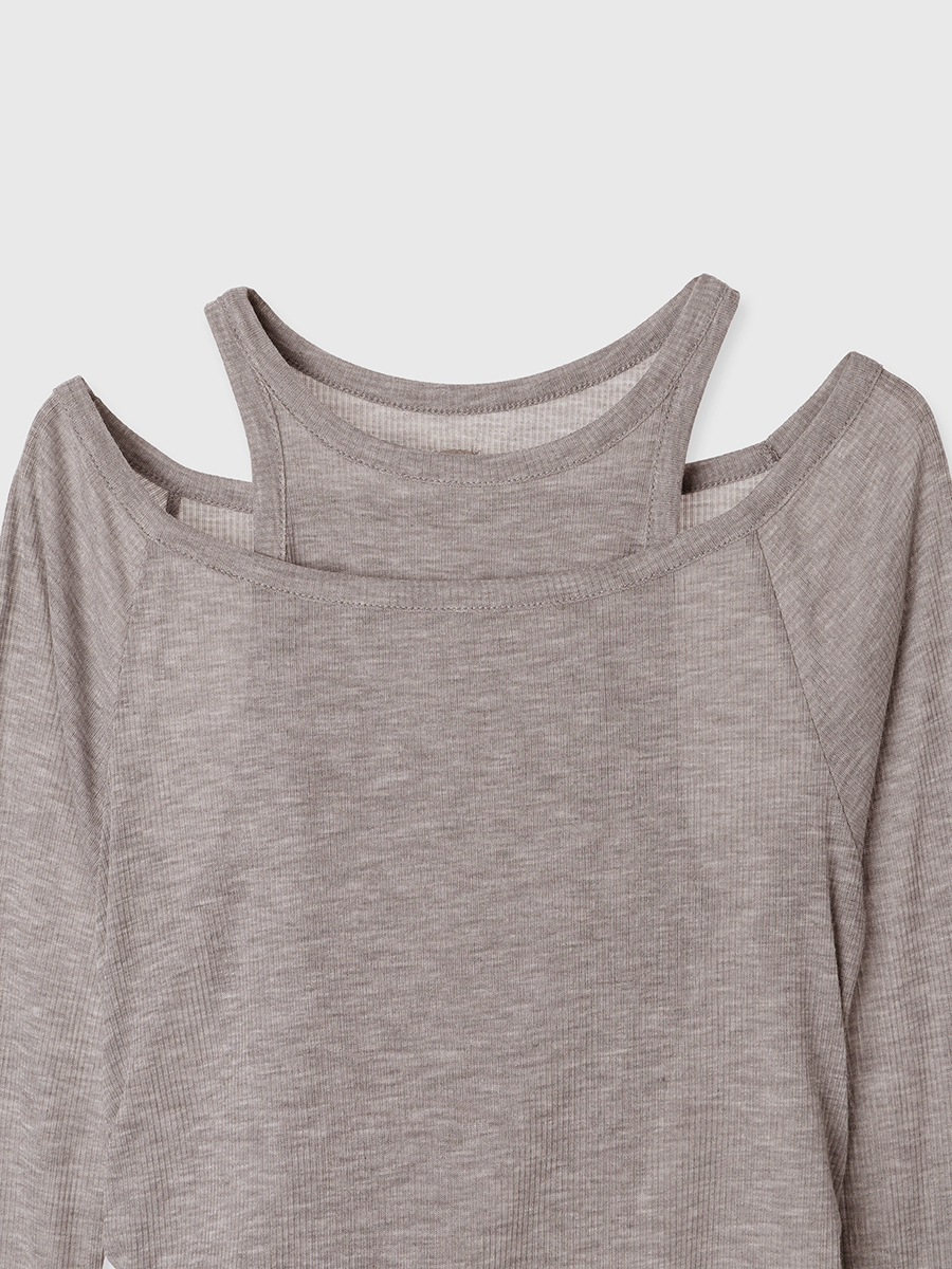 シアーテレコレイヤーカットトップス(F GREY): トップスanuans シアーテレコレイヤーカットトップス(F GREY): トップスanuans