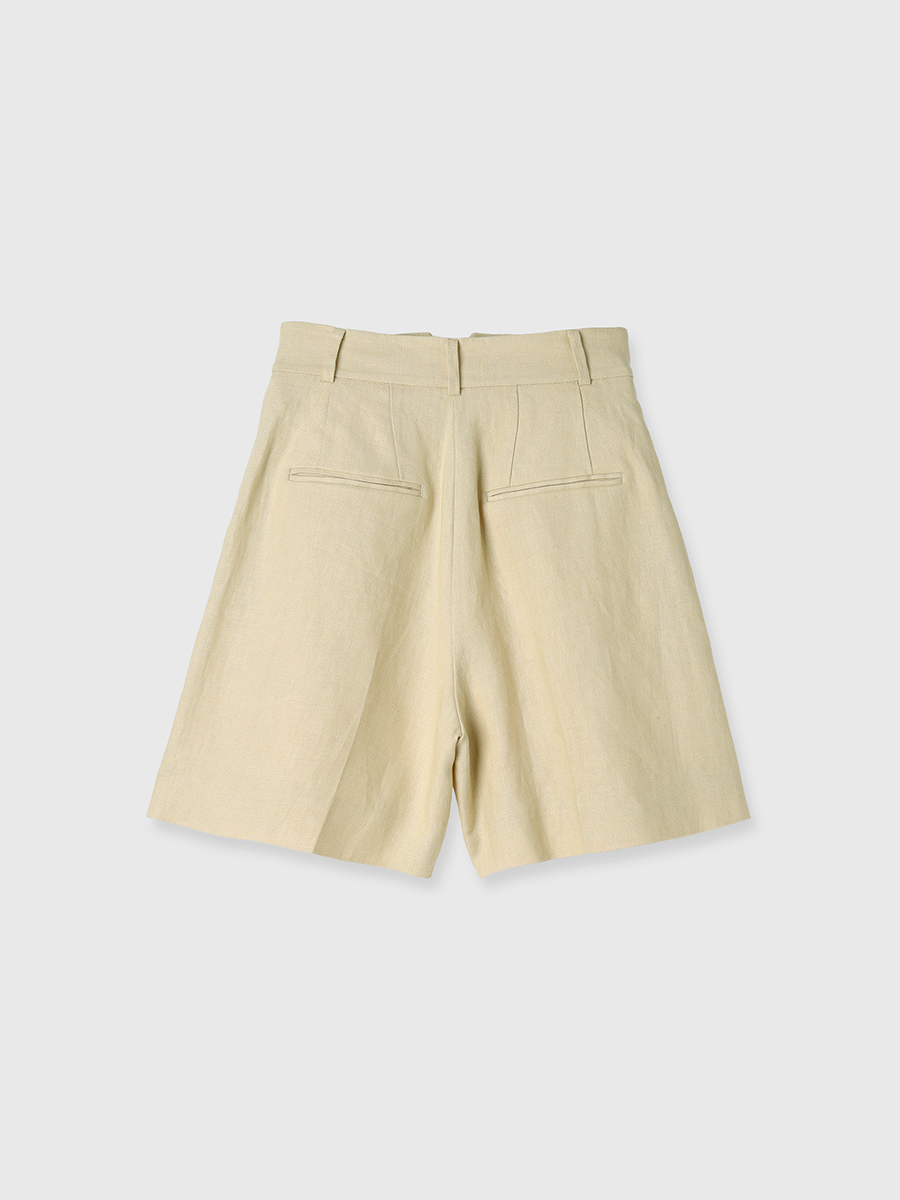 リネンバミューダパンツ(S BEIGE): パンツanuans