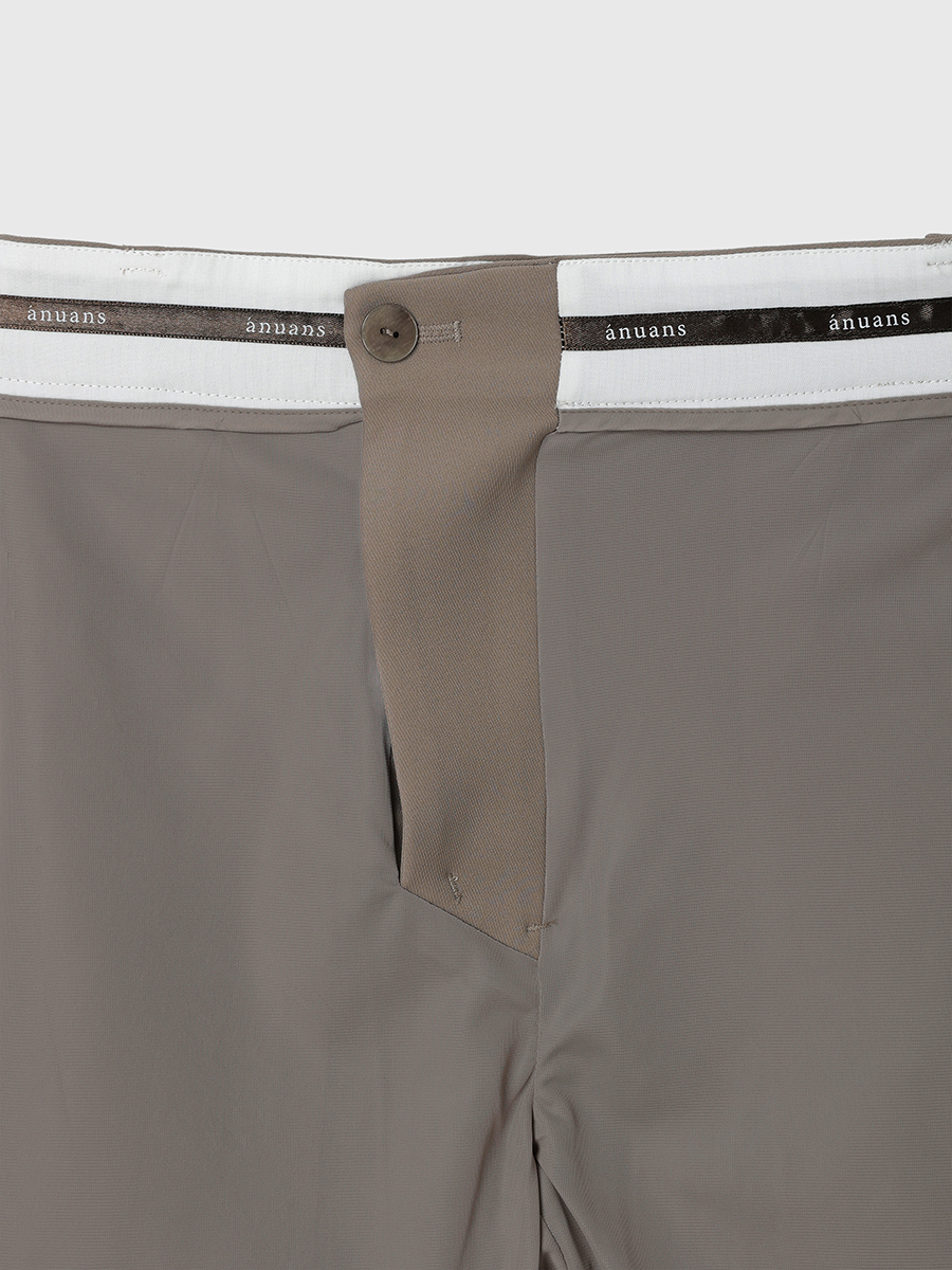 スリムフィットセミフレアパンツ(XS GREY BEIGE): パンツanuans