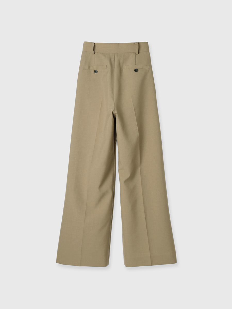 センタースリットワイドパンツ(S BEIGE): パンツanuans
