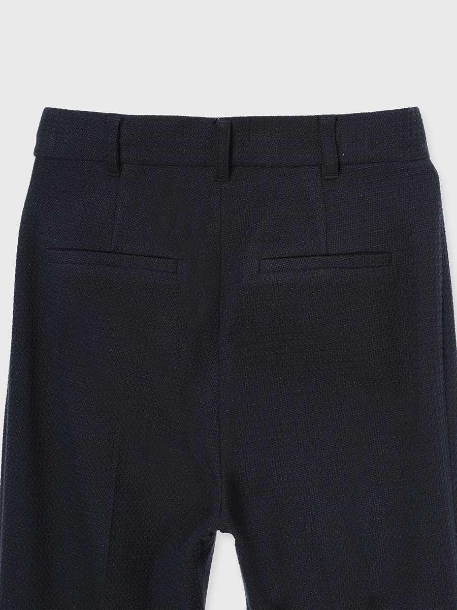 ツイードフリンジフレアパンツ(S NAVY): パンツanuans