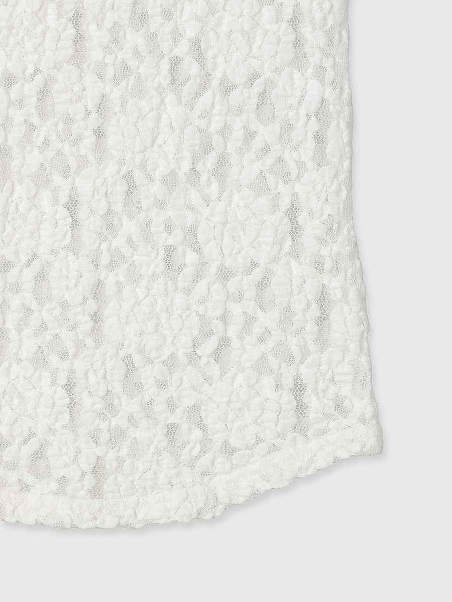 シュリンクレースボートネックトップス(F WHITE): トップスanuans