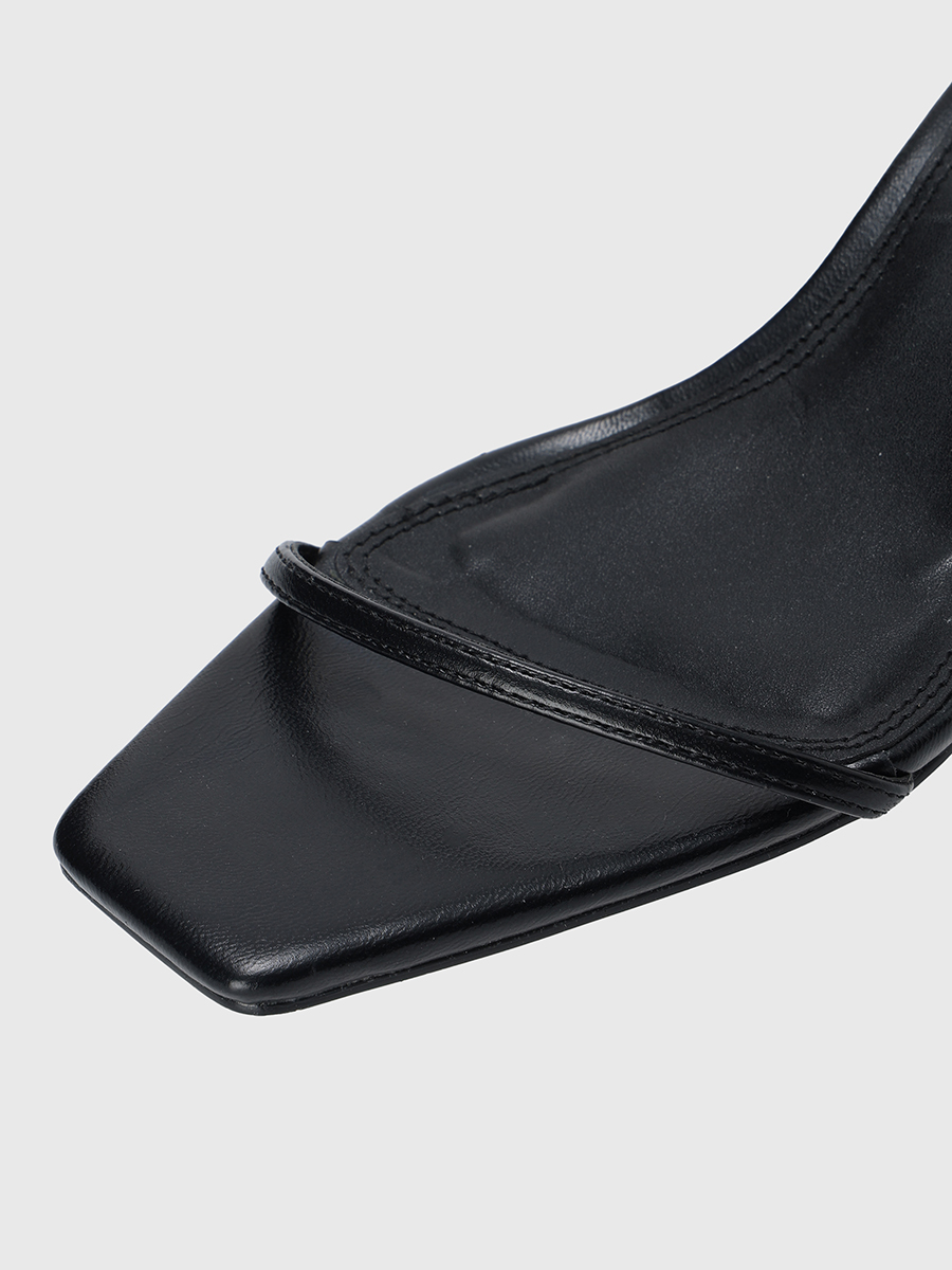 スクエアトゥナローバーサンダル(S BLACK): シューズanuans