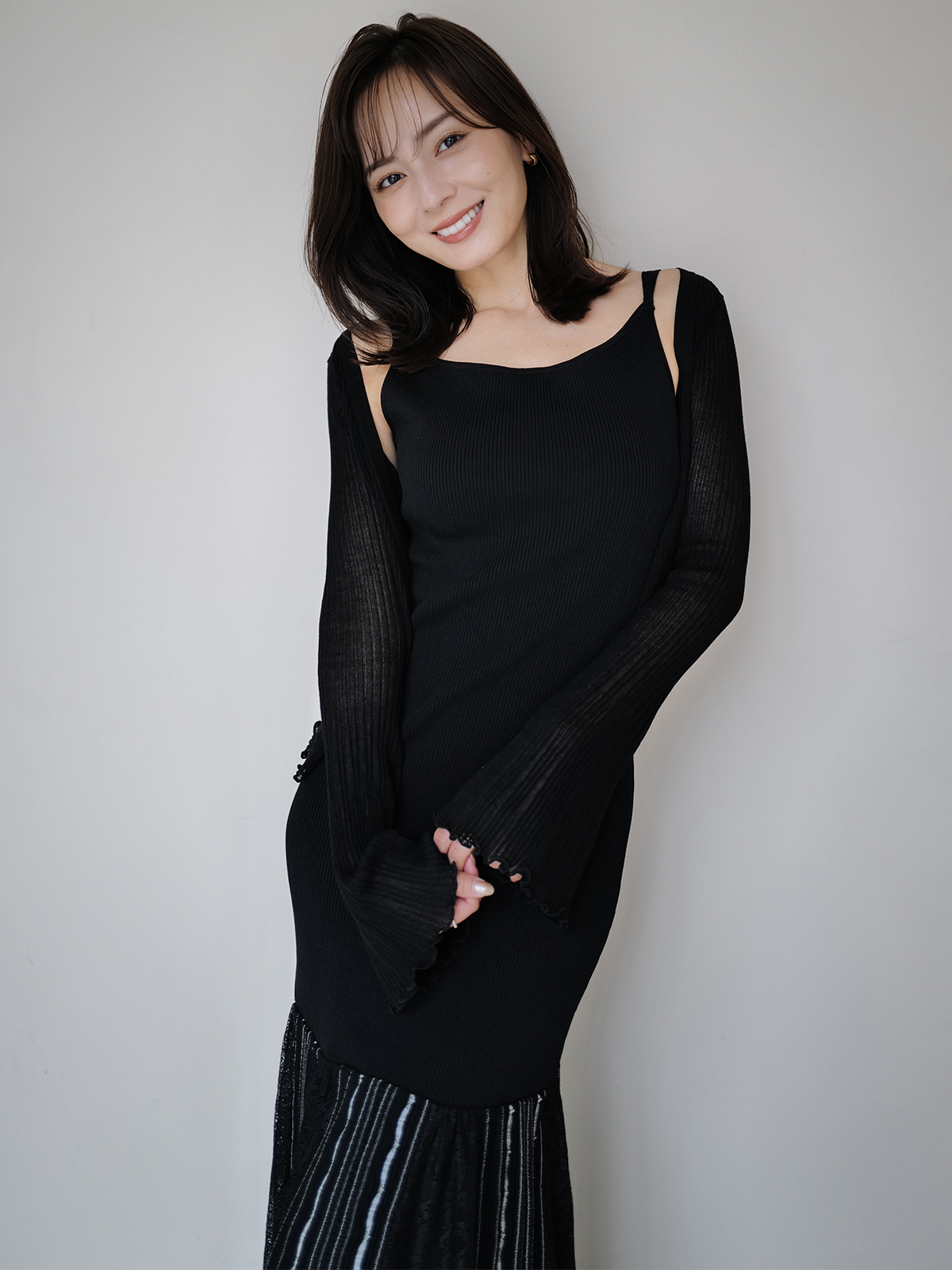 レースドッキングアンサンブルワンピース(S BLACK): ワンピース