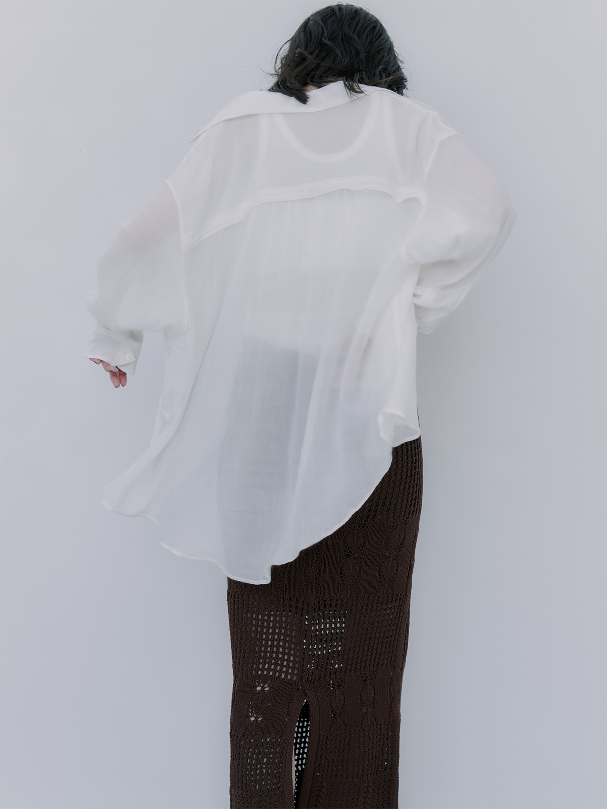 Indiaシルクブレンドオーバーシャツ(F WHITE): トップスanuans