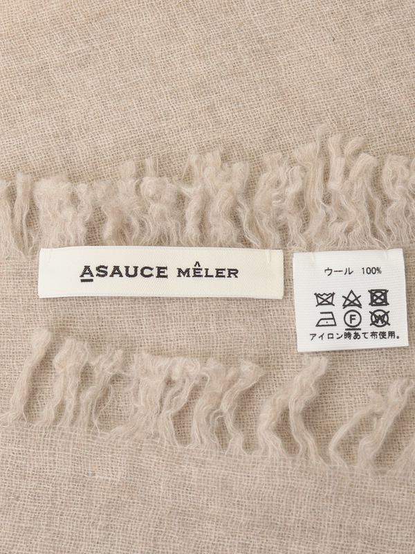 ASAUCE MELER】ファインラムエアリーソリッドウールストール(F BEIGE