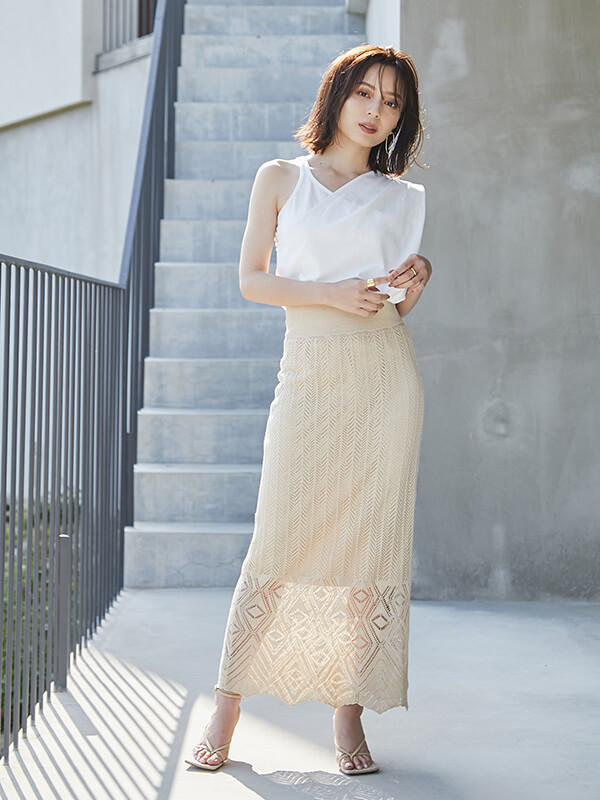 かぎ編み風タイトスカート