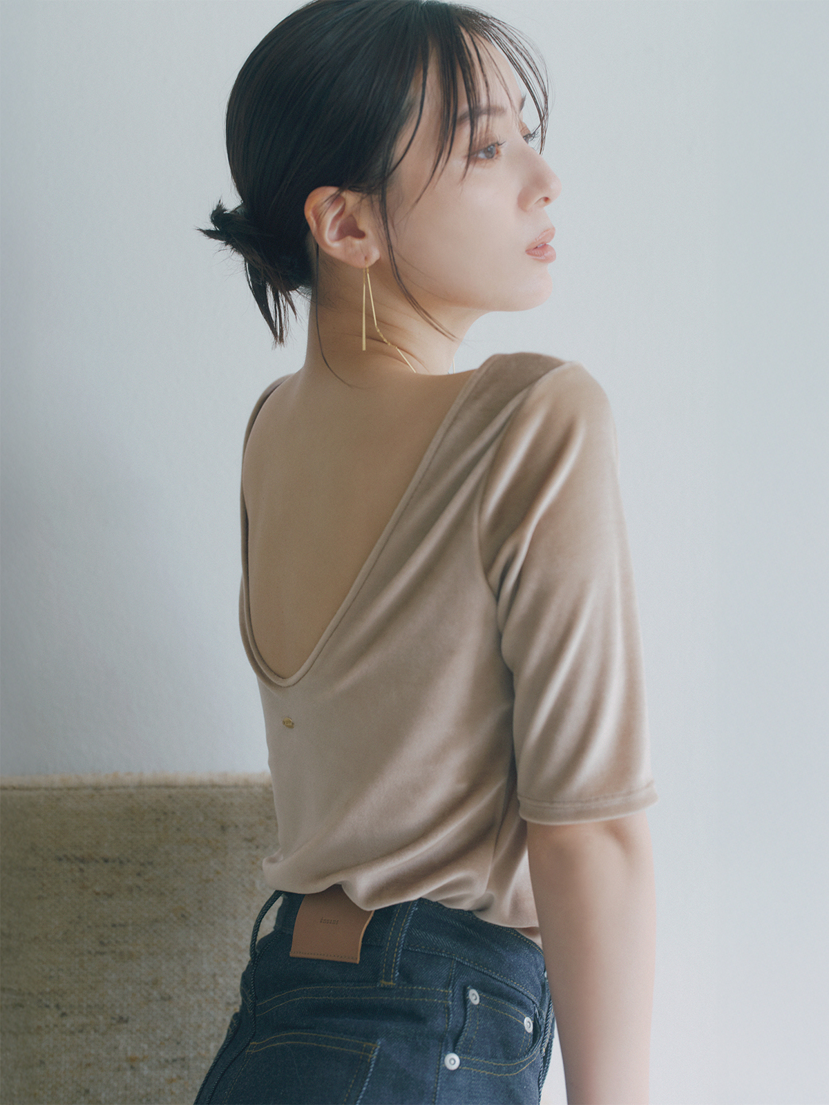 OUR WACOAL×anuans】カップインベロアトップス(M BEIGE