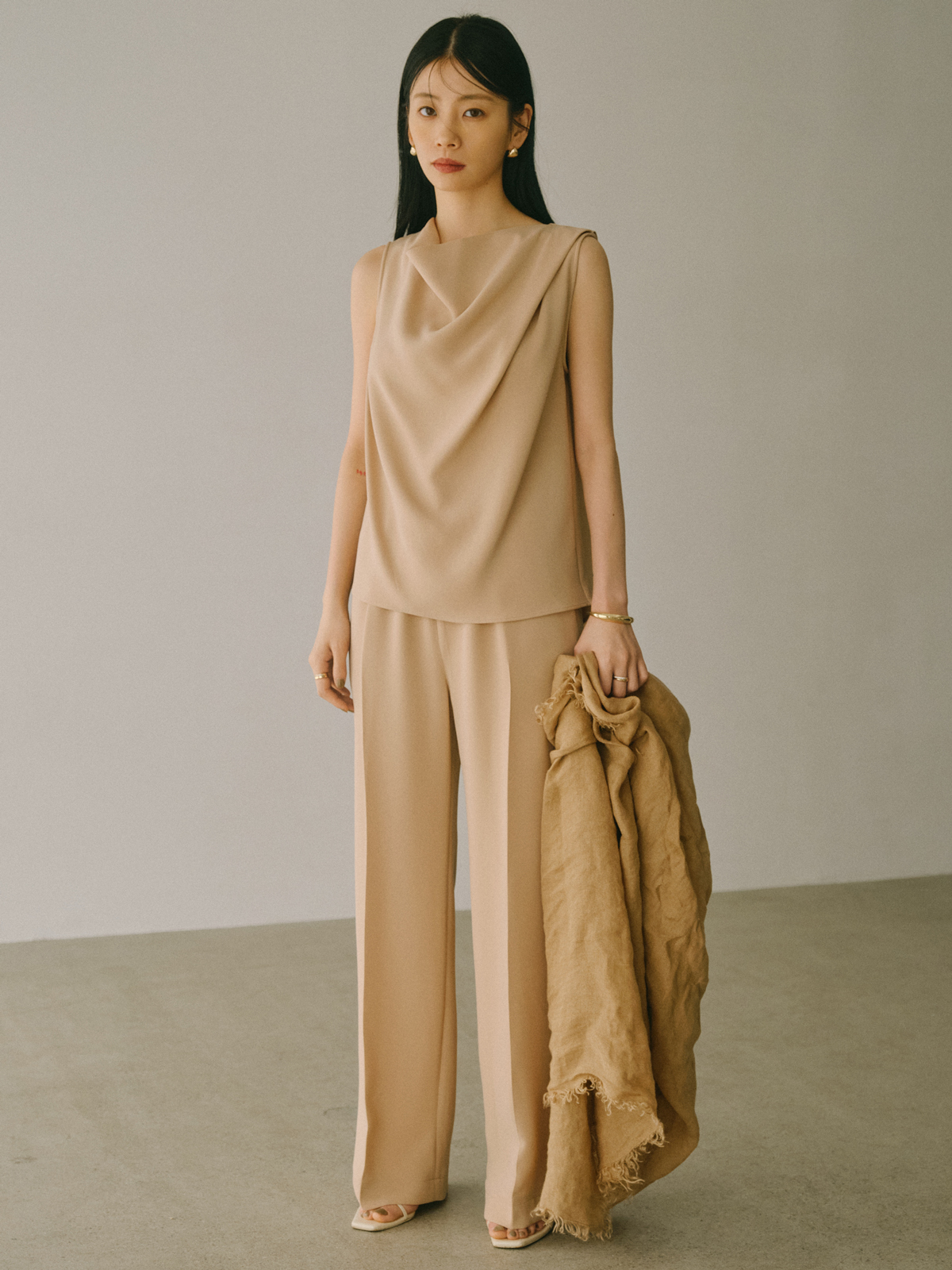 アニュアンス anuans ウエストタックストリングパンツ （BEIGE